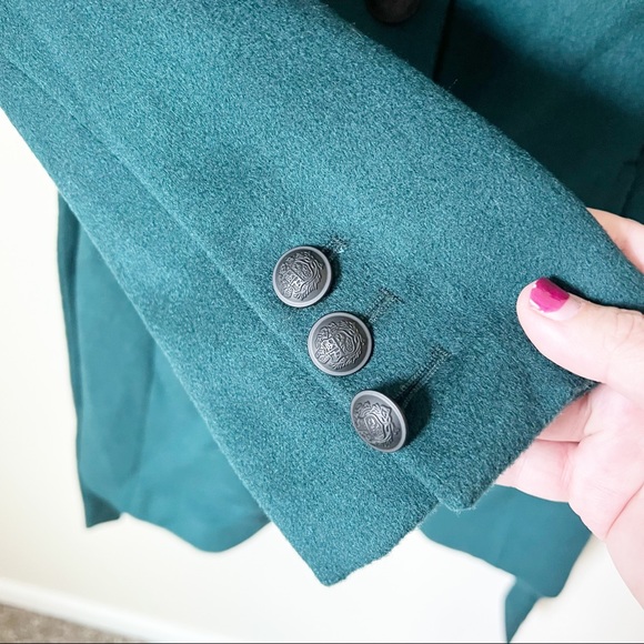 Andrew Marc Wool Blend Genuine Dyed Fox Fur Collar Coat Forest Green 4 NWT - Picture 10 of 16